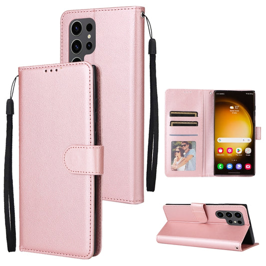 For Samsung Galaxy S25 Ultra 5G 3-Card Slots Multifunctional Leather Phone Case(Rose Gold) - Galaxy S25 Ultra 5G Cases by buy2fix | Online Shopping UK | buy2fix