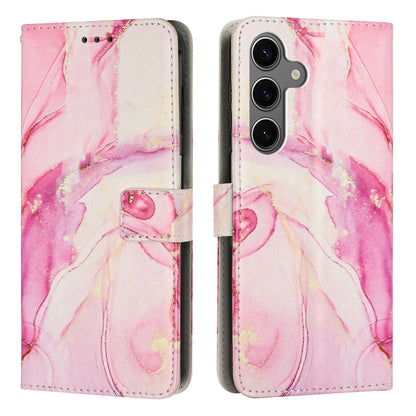 For Samsung Galaxy S25 5G Painted Marble Pattern Leather Phone Case(Rose Gold) - Galaxy S25 5G Cases by buy2fix | Online Shopping UK | buy2fix