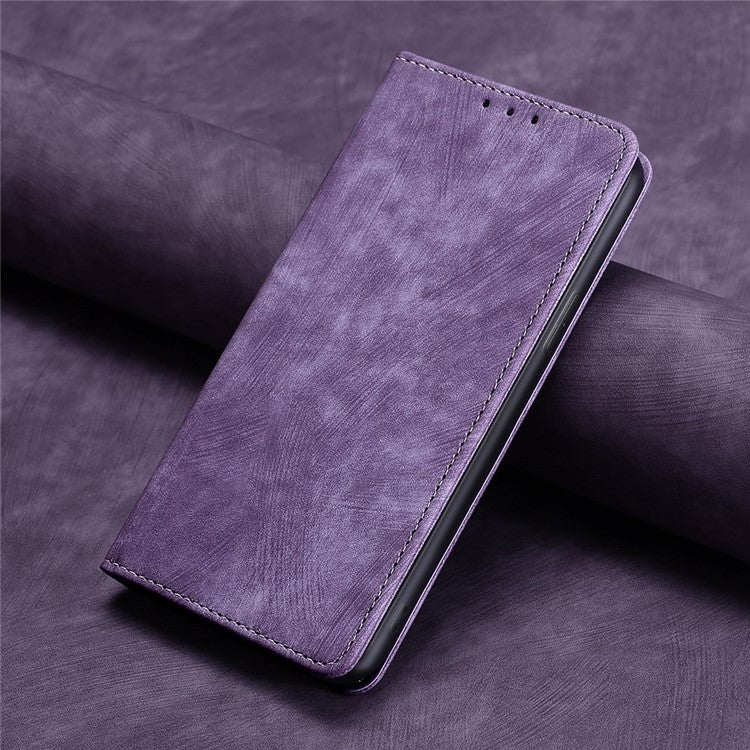 For Samsung Galaxy S25+ 5G RFID Anti-theft Brush Magnetic Leather Phone Case(Purple) - Galaxy S25+ 5G Cases by buy2fix | Online Shopping UK | buy2fix