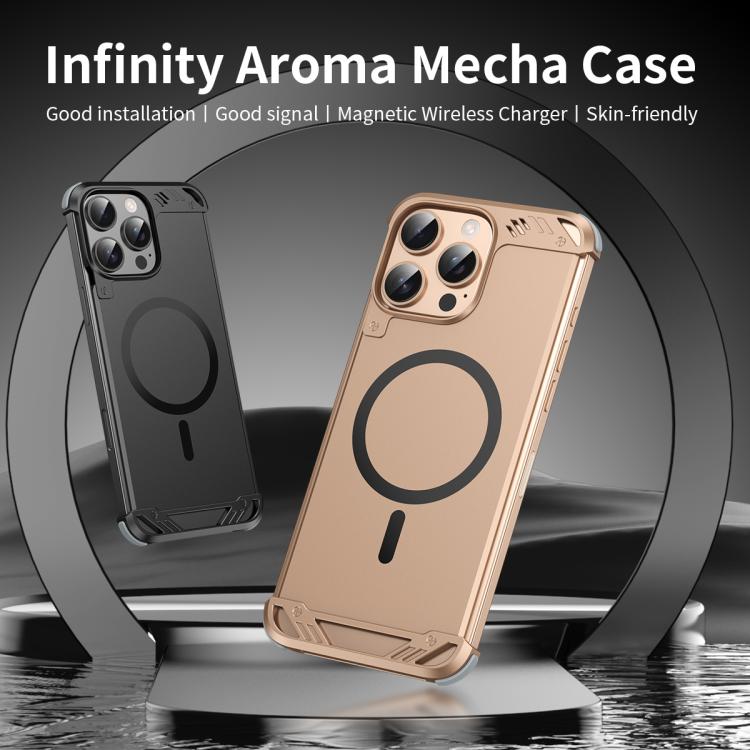 For iPhone 16 Pro Max R-JUST RJ63 Frameless Aroma Mecha MagSafe Phone Case(Desert Gold) - iPhone 16 Pro Max Cases by R-JUST | Online Shopping UK | buy2fix