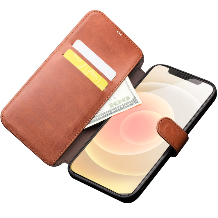 For iPhone 12 mini QIALINO Business Magnetic Horizontal Flip Leather Case with Card Slots & Wallet (Light Brown) - iPhone 12 mini Cases by QIALINO | Online Shopping UK | buy2fix