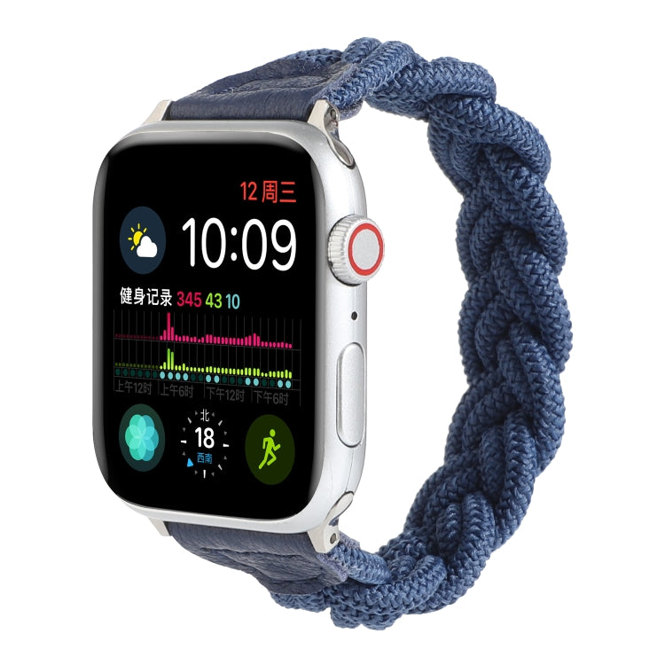 Elastic Woven Watch Band For Apple Watch Ultra 49mm&Watch Ultra 2 49mm / Series 9&8&7 45mm / SE 3&SE 2&6&SE&5&4 44mm / 3&2&1 42mm, Length:130mm(Blue) - Watch Bands by buy2fix | Online Shopping UK | buy2fix