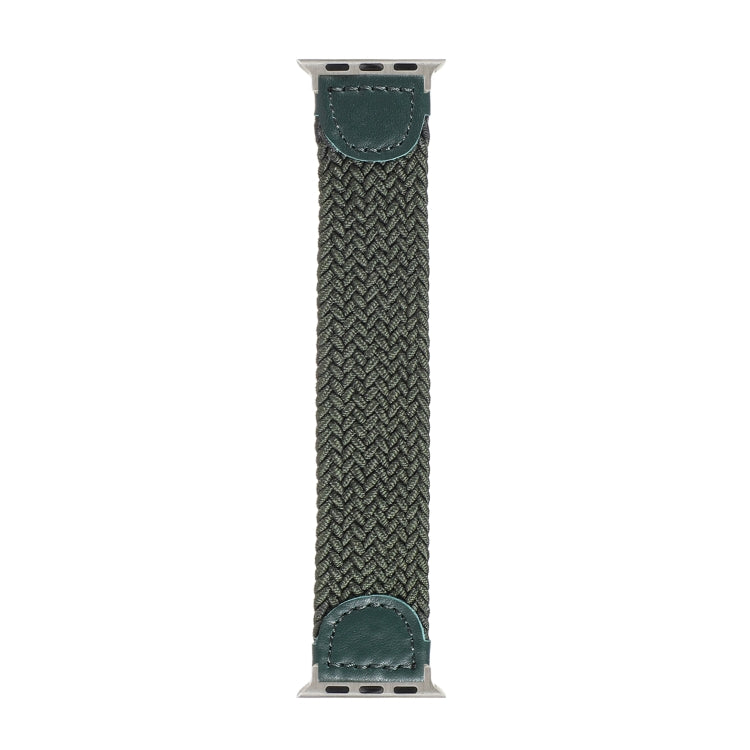 Nylon + Leather Braided Watch Band For Apple Watch Ultra 49mm&Watch Ultra 2 49mm / Series 9&8&7 45mm / SE 3&SE 2&6&SE&5&4 44mm / 3&2&1 42mm, Size:S(Army Green) - Watch Bands by buy2fix | Online Shopping UK | buy2fix