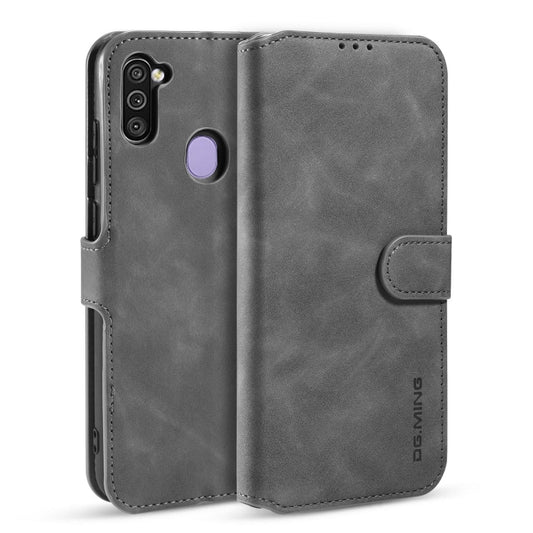 For Samsung Galaxy M11 / A11 (EU Version) DG.MING Retro Oil Side Horizontal Flip Case with Holder & Card Slots & Wallet(Grey) - Galaxy Phone Cases by DG.MING | Online Shopping UK | buy2fix