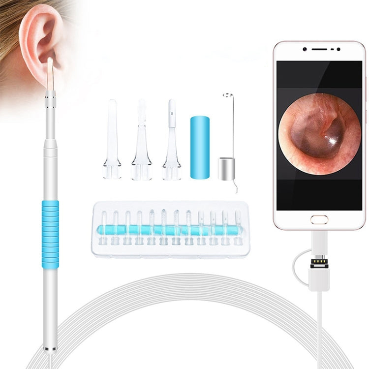 i95 3 in 1 USB Ear Scope Inspection HD 0.3MP Camera Visual Ear Spoon for OTG Android Phones & PC & MacBook, 1.75m Length Cable (White Blue) - Ear Care Tools by buy2fix | Online Shopping UK | buy2fix
