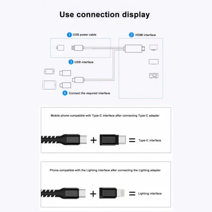 3 in 1 Micro USB + USB-C / Type-C + 8 Pin to HDMI HDTV Cable(Black) - Video & Audio Cable by buy2fix | Online Shopping UK | buy2fix