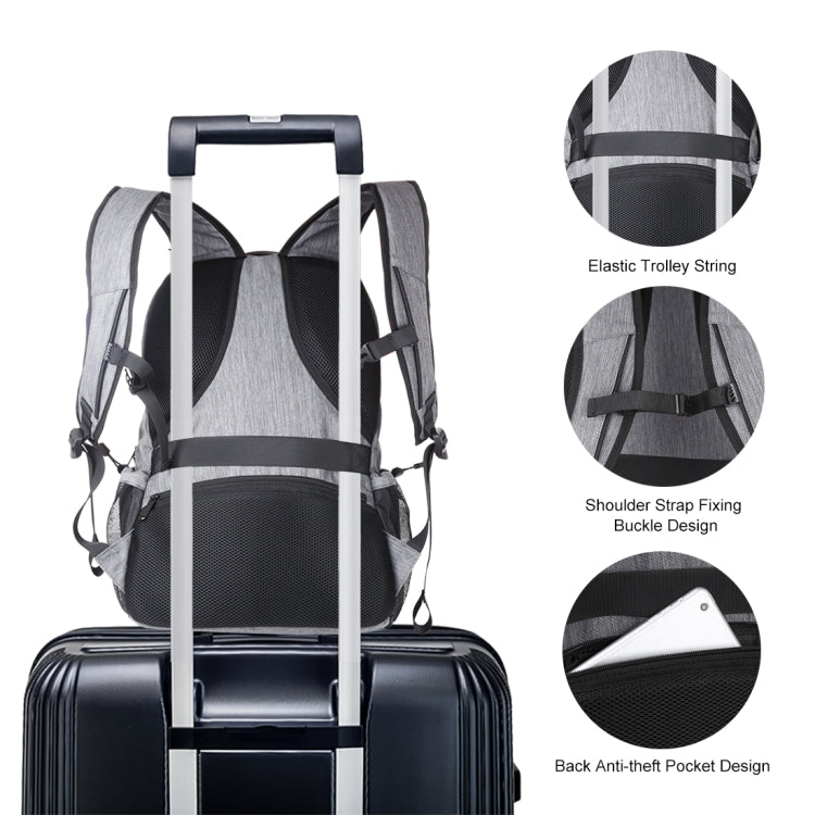 HAWEEL 14W Foldable Removable Solar Power Outdoor Portable Canvas Dual Shoulders Laptop Backpack, USB Output: 5V 2.1A Max(Grey) - Backpack by HAWEEL | Online Shopping UK | buy2fix