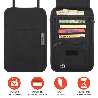 HAWEEL Neck Passport Wallet Bag Document Organizer Credit Cards Case Bag (Black) - Card & Passport Bags by HAWEEL | Online Shopping UK | buy2fix