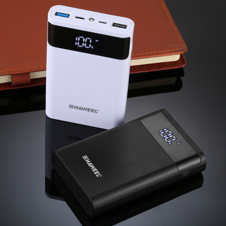 HAWEEL DIY 4x 18650 Battery (Not Included) 12000mAh Dual-way QC Charger Power Bank Shell Box with 2x USB Output & Display,  Support QC 2.0 / QC 3.0 / FCP / SFCP /  AFC / MTK / BC 1.2 / PD(White) - Power Bank Box by buy2fix | Online Shopping UK | buy2fix