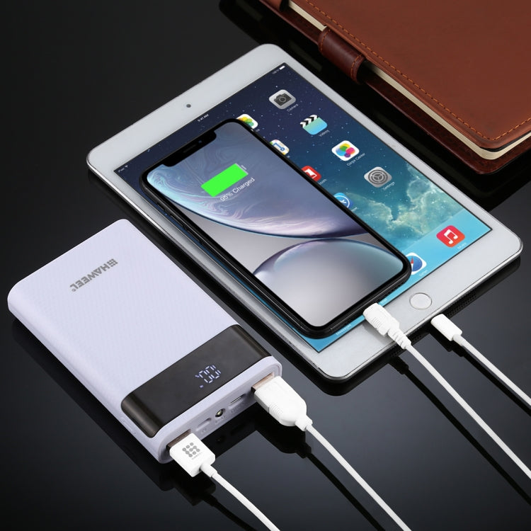 HAWEEL DIY 4x 18650 Battery (Not Included) 12000mAh Dual-way QC Charger Power Bank Shell Box with 2x USB Output & Display,  Support QC 2.0 / QC 3.0 / FCP / SFCP /  AFC / MTK / BC 1.2 / PD(White) - Power Bank Box by buy2fix | Online Shopping UK | buy2fix