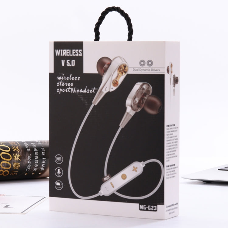 MG-G23 Portable Sports Bluetooth V5.0 Bluetooth Headphones, with 4 Speakers(White) - Neck-mounted Earphone by buy2fix | Online Shopping UK | buy2fix