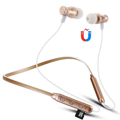 F106 Bluetooth 4.2 Hanging Neck Design Bluetooth Headset, Support Music Play & Switching & Volume Control & Answer(Gold) - Neck-mounted Earphone by buy2fix | Online Shopping UK | buy2fix