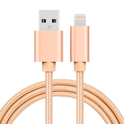 1m 3A Woven Style Metal Head 8 Pin to USB Data / Charger Cable(Gold) - Normal Style Cable by buy2fix | Online Shopping UK | buy2fix