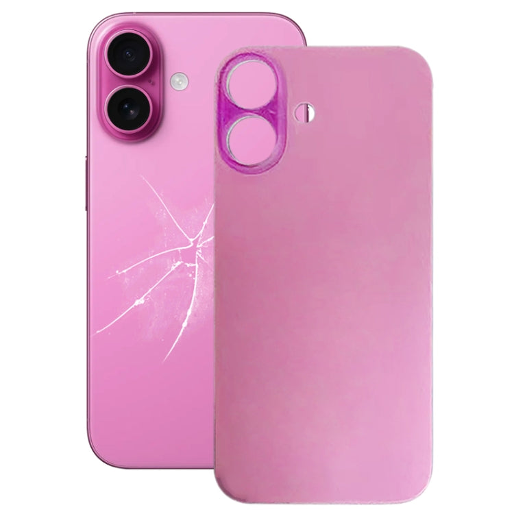 For iPhone 16 Plus Easy Replacement Big Camera Hole Glass Back Battery Cover(Pink) -  by buy2fix | Online Shopping UK | buy2fix