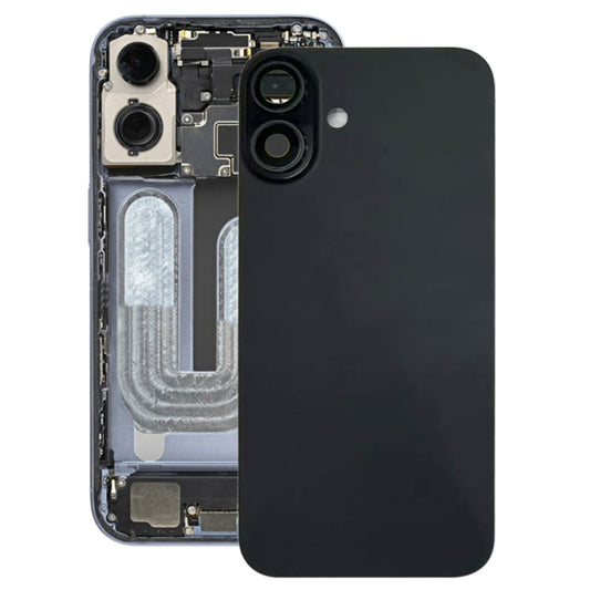 For iPhone 16 Battery Back Cover with Camera Lens Cover(Black) -  by buy2fix | Online Shopping UK | buy2fix