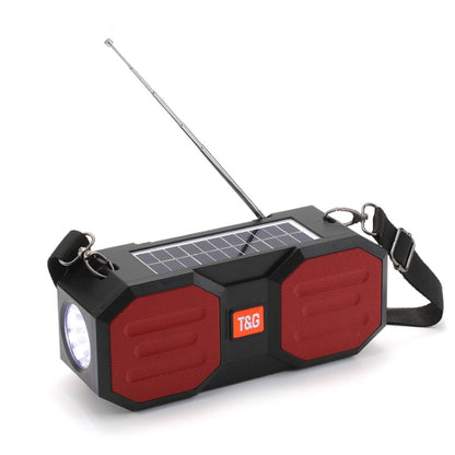 T&G TG634 Outdoor Solar Power Bluetooth Wireless Speaker with FM / Flashlight / TF Card Slot (Black Red) - Desktop Speaker by T&G | Online Shopping UK | buy2fix