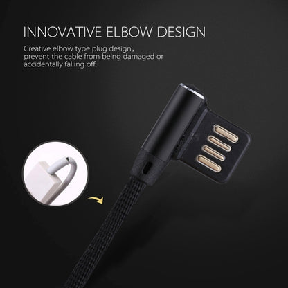 1m 2.4A Output USB to 8 Pin Double Elbow Design Nylon Weave Style Data Sync Charging Cable(Black) - Normal Style Cable by buy2fix | Online Shopping UK | buy2fix