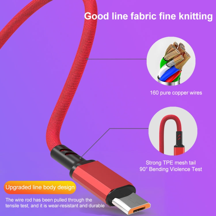 Braided 3A 3 in 1 USB to Type-C / 8 Pin / Micro USB Fast Charging Cable, Cable Length: 1.2m(Red) - Multifunction Cable by buy2fix | Online Shopping UK | buy2fix