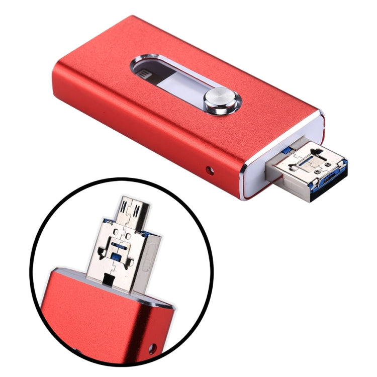 RQW-02 3 in 1 USB 2.0 & 8 Pin & Micro USB 64GB Flash Drive(Red) - U Disk & Card Reader by buy2fix | Online Shopping UK | buy2fix