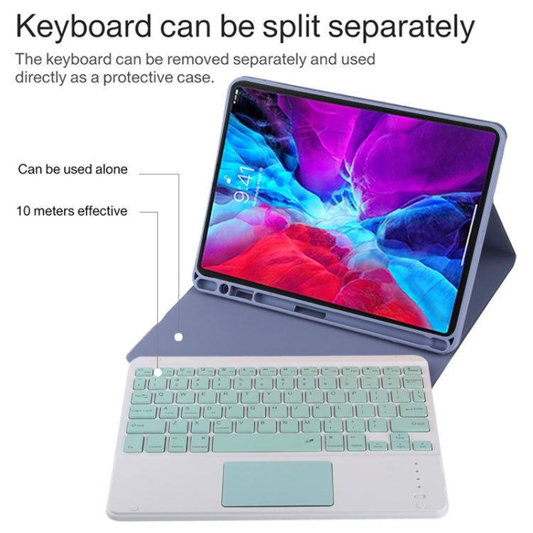 TG11BC Detachable Bluetooth Green Keyboard Microfiber Leather Tablet Case for iPad Pro 11 inch (2020), with Touchpad & Pen Slot & Holder (Purple) - For iPad Pro by buy2fix | Online Shopping UK | buy2fix