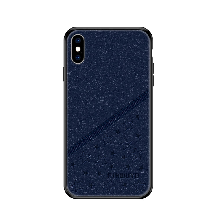 For iPhone X / XS PINWUYO Full Coverage Waterproof Shockproof PC+TPU+PU Case(Blue) - More iPhone Cases by PINWUYO | Online Shopping UK | buy2fix