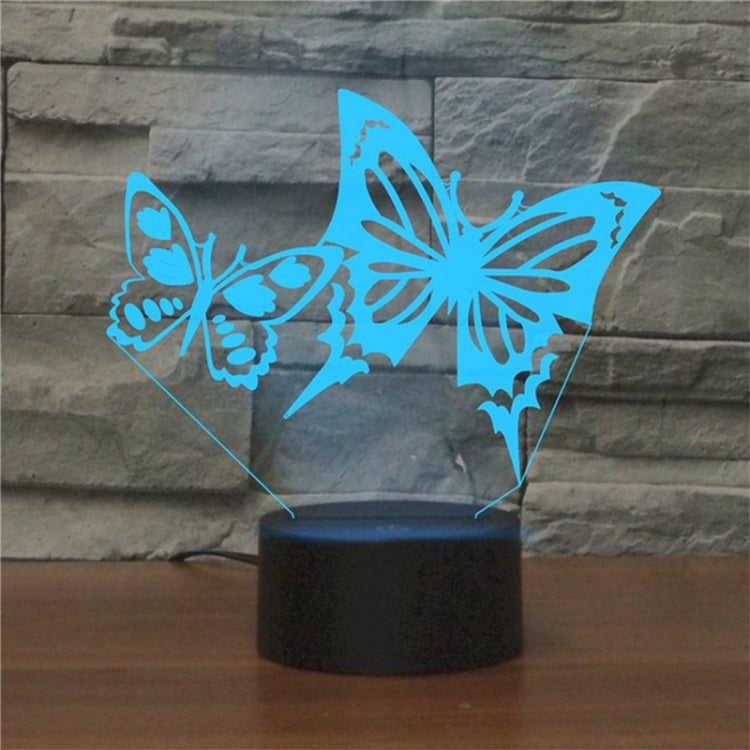 Two Butterflies Shape 3D Colorful LED Vision Light Table Lamp, Crack Touch Version - Novelty Lighting by buy2fix | Online Shopping UK | buy2fix