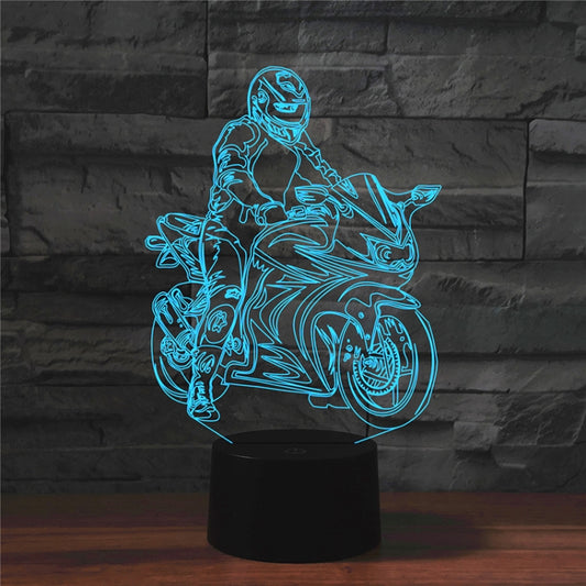 Motorcycle Shape 3D Colorful LED Vision Light Table Lamp, Crack Touch Version - Novelty Lighting by buy2fix | Online Shopping UK | buy2fix
