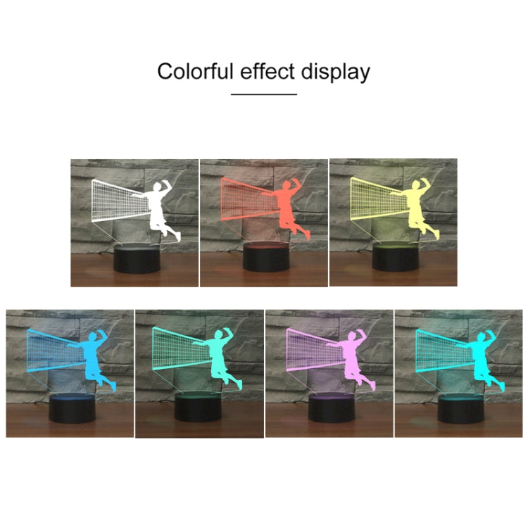 Playing Volleyball Shape 3D Colorful LED Vision Light Table Lamp, USB Touch Version - Novelty Lighting by buy2fix | Online Shopping UK | buy2fix