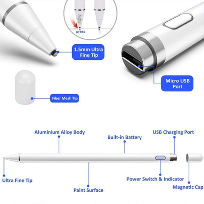 Universal Active Capacitive Stylus Pen(White) - Stylus Pen by buy2fix | Online Shopping UK | buy2fix