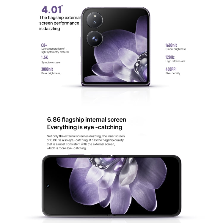 Xiaomi MIX Flip, 12GB+512GB, 6.86 inch + 4.01 inch Xiaomi HyperOS Snapdragon 8 Gen 3 Octa Core 4nm up to 3.3GHz, NFC, Network: 5G (Black) - Xiaomi MI by buy2fix | Online Shopping UK | buy2fix