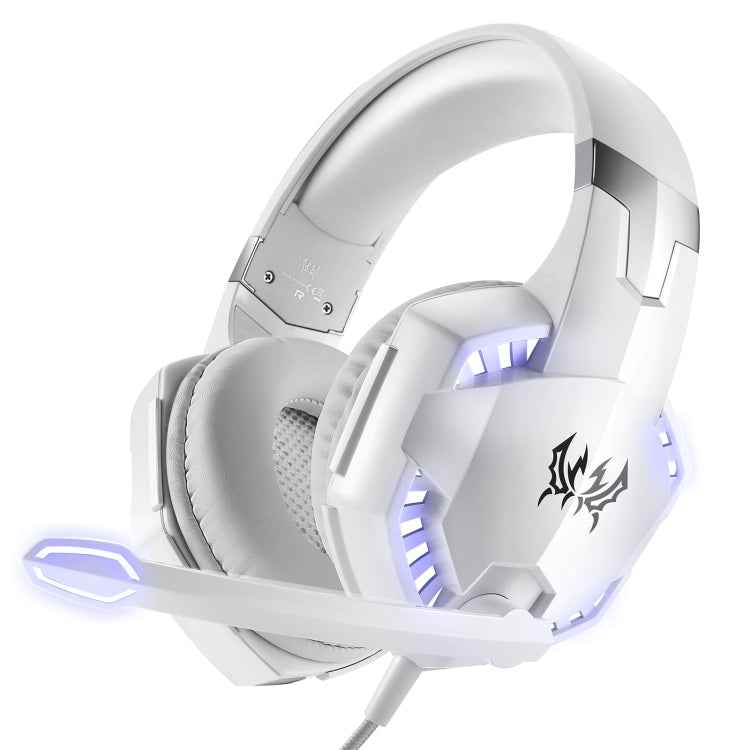 KOTION EACH G2000 Over-ear Gaming Headset with Mic Stereo Bass LED Light,Cable Length: 2.2m(White) - Multimedia Headset by KOTION EACH | Online Shopping UK | buy2fix