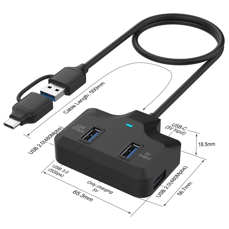 Onten OTN-UCA2310 4 in 2 USB-C / Type-C + USB3.0 4-Ports HUB Docking Station - USB 3.0 HUB by Onten | Online Shopping UK | buy2fix