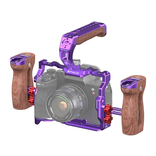 For Sony A7R5 / A7M4 PULUZ Metal Camera Cage Stabilizer Rig with Handle (Purple) - Camera Cage by PULUZ | Online Shopping UK | buy2fix