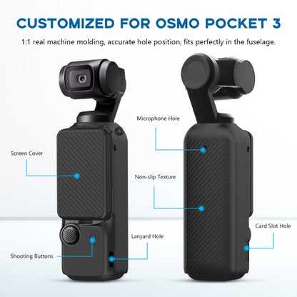 For DJI OSMO Pocket 3 PULUZ  2 in 1 Silicone Cover Case Set with Strap (Black) - Case & Bags by PULUZ | Online Shopping UK | buy2fix