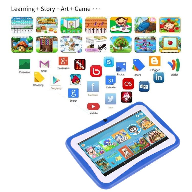 M755 Kids Education Tablet PC, 7.0 inch, 1GB+16GB, Android 5.1 Allwinner A33 Quad Core up to 1.3GHz, 360 Degree Menu Rotation, WiFi(Blue) -  by buy2fix | Online Shopping UK | buy2fix