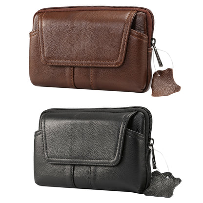 6.0 inch and Below Universal Genuine Leather Men Horizontal Style Case Waist Bag with Belt Hole, For Sony, Huawei, Meizu, Lenovo, ASUS, Cubot, Oneplus, Xiaomi, Ulefone, Letv, DOOGEE, Vkworld, and other Smartphones(Black) - More iPhone Cases by buy2fix | Online Shopping UK | buy2fix