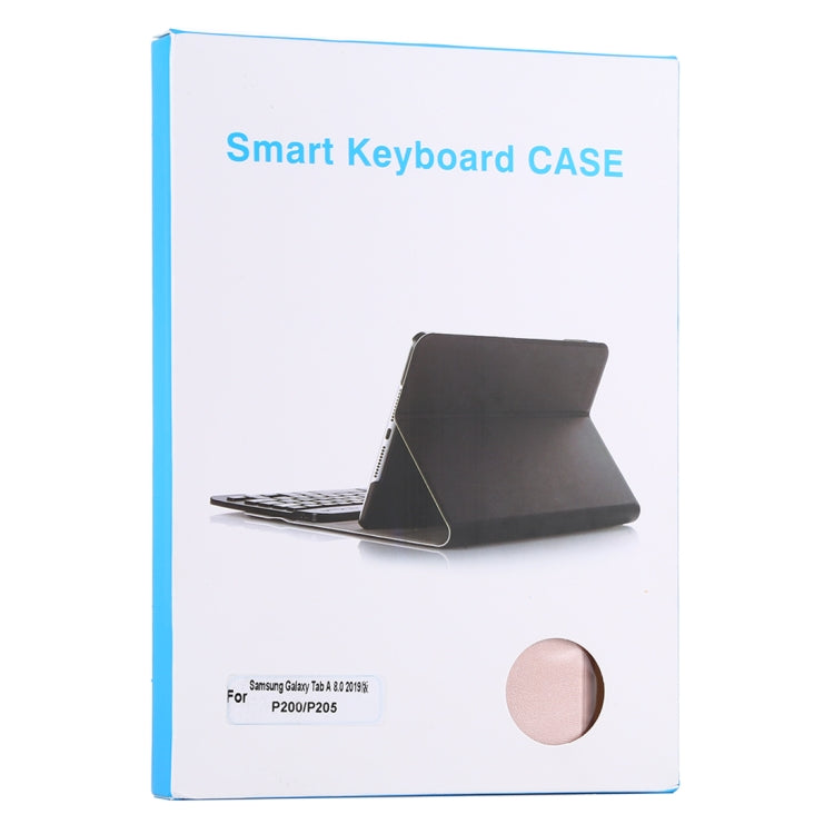 Ultra-thin Detachable Magnetic Bluetooth Keyboard Leather Tablet Case for Galaxy Tab A 8.0 2019 P200 / P205, with Holder(Rose Gold) - Samsung Keyboard by buy2fix | Online Shopping UK | buy2fix