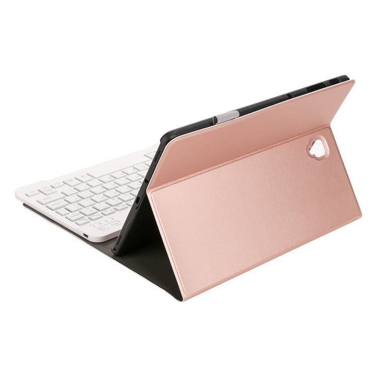 ST830S Bluetooth 3.0 Fine Wool Texture PU Leather ABS Detachable Seven-color Backlight Bluetooth Keyboard Leather Tablet Case for Samsung Galaxy Tab S4 10.5 inch T830 / T835, with Pen Slot & Holder (Rose Gold) - Samsung Keyboard by buy2fix | Online Shopping UK | buy2fix