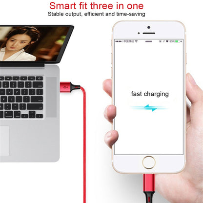 For iPhone / Apple Watch 3 In 1 8 Pin + Type-C / USB-C + Magnetic Charging Base Multi-function Charging Cable, Length: 1m(Red) - Multifunction Cable by buy2fix | Online Shopping UK | buy2fix