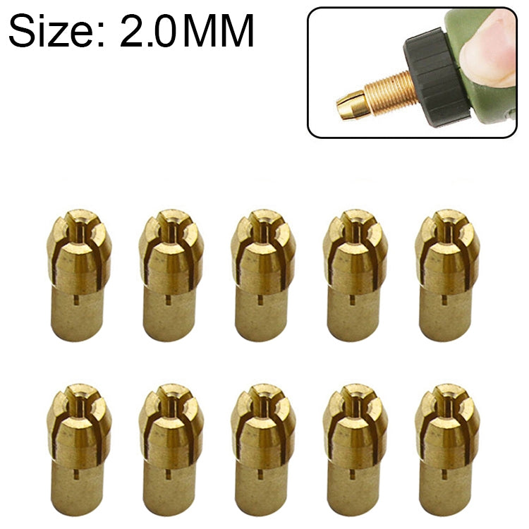 10 PCS Three-claw Copper Clamp Nut for Electric Mill Fittings，Bore diameter: 2.0mm - Hex Key & Spanner by buy2fix | Online Shopping UK | buy2fix