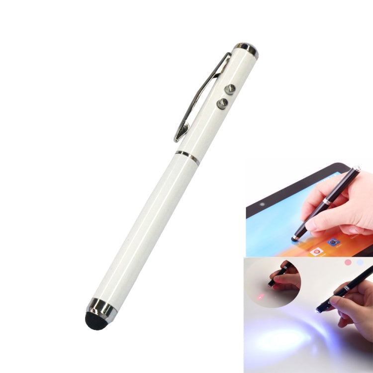 At-15 3 in 1 Mobile Phone Tablet Universal Handwriting Touch Screen with Red Laser & LED Light Function(White) - Stylus Pen by buy2fix | Online Shopping UK | buy2fix