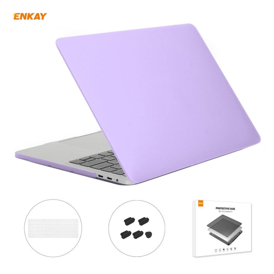 ENKAY 3 in 1 Matte Laptop Protective Case + US Version TPU Keyboard Film + Anti-dust Plugs Set for MacBook Pro 13.3 inch A1706 / A1989 / A2159 (with Touch Bar)(Purple) - MacBook Pro Cases by ENKAY | Online Shopping UK | buy2fix