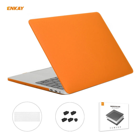 ENKAY 3 in 1 Matte Laptop Protective Case + US Version TPU Keyboard Film + Anti-dust Plugs Set for MacBook Pro 15.4 inch A1707 & A1990 (with Touch Bar)(Orange) - MacBook Pro Cases by ENKAY | Online Shopping UK | buy2fix