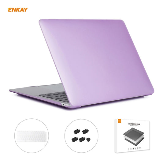 ENKAY 3 in 1 Matte Laptop Protective Case + EU Version TPU Keyboard Film + Anti-dust Plugs Set for MacBook Air 13.3 inch A1932 (2018)(Purple) - MacBook Air Cases by ENKAY | Online Shopping UK | buy2fix