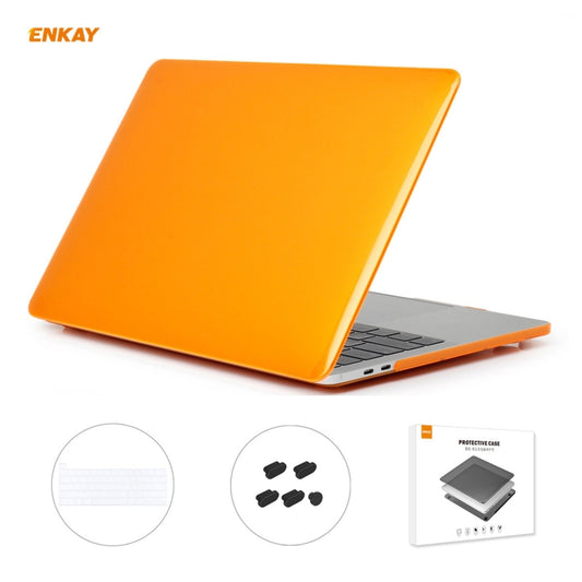 ENKAY 3 in 1 Crystal Laptop Protective Case + EU Version TPU Keyboard Film + Anti-dust Plugs Set for MacBook Pro 16 inch A2141 (with Touch Bar)(Orange) - MacBook Pro Cases by ENKAY | Online Shopping UK | buy2fix