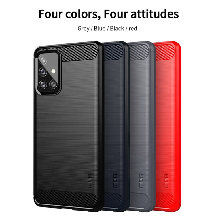 For Samsung Galaxy A72 5G/4G MOFI Gentleness Series Brushed Texture Carbon Fiber Soft TPU Case(Red) - Galaxy Phone Cases by MOFI | Online Shopping UK | buy2fix