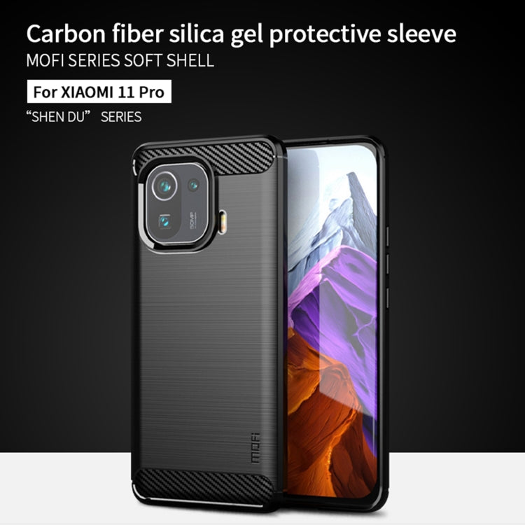 For Xiaomi Mi 11 Pro MOFI Gentleness Series Brushed Texture Carbon Fiber Soft TPU Case(Gray) - Xiaomi Cases by MOFI | Online Shopping UK | buy2fix