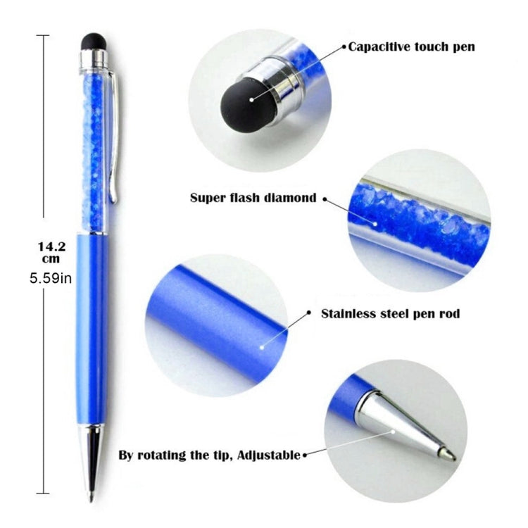 AT-22  2 in 1 Universal Flash Diamond Decoration Capacitance Pen Stylus Ballpoint Pen(White) - Stylus Pen by buy2fix | Online Shopping UK | buy2fix