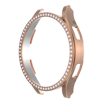 For Samsung Galaxy Watch4 44mm ENKAY Hat-Prince 2 in 1 Full Coverage Electroplated PC Case with Decorative Diamond + Tempered Glass Protector(Rose Gold) - Watch Cases by ENKAY | Online Shopping UK | buy2fix