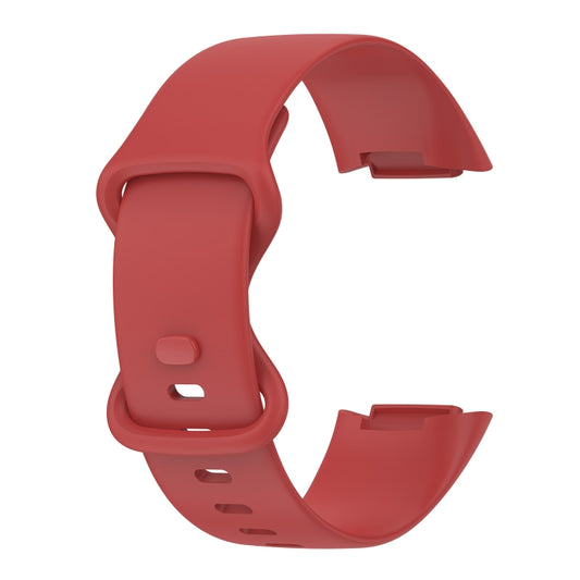 For Fitbit Charge 5 Monochromatic Silicone Watch Band, Size：Large Size(Red) - Watch Bands by buy2fix | Online Shopping UK | buy2fix